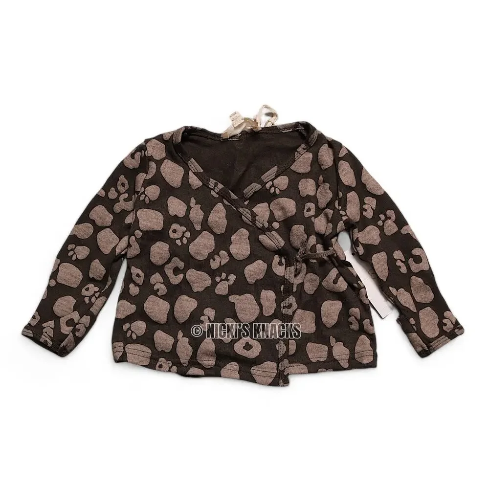 Jessica Simpson Baby Leopard Wrap Shirt & Hat Set Brown 6-9M Infant Girl Outfit